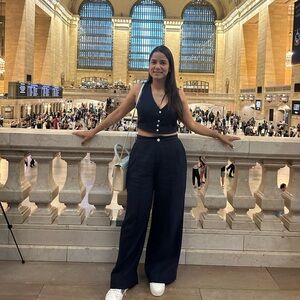 Conjunto de 2 piezas para mujer: blusa sin mangas con botones y pantalón